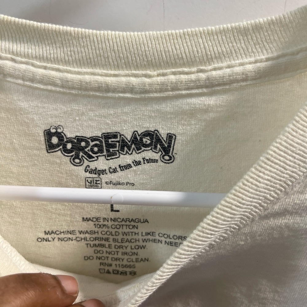 Doraemon Cream Long Sleeve Mens Shirt - Picture 3 of 7